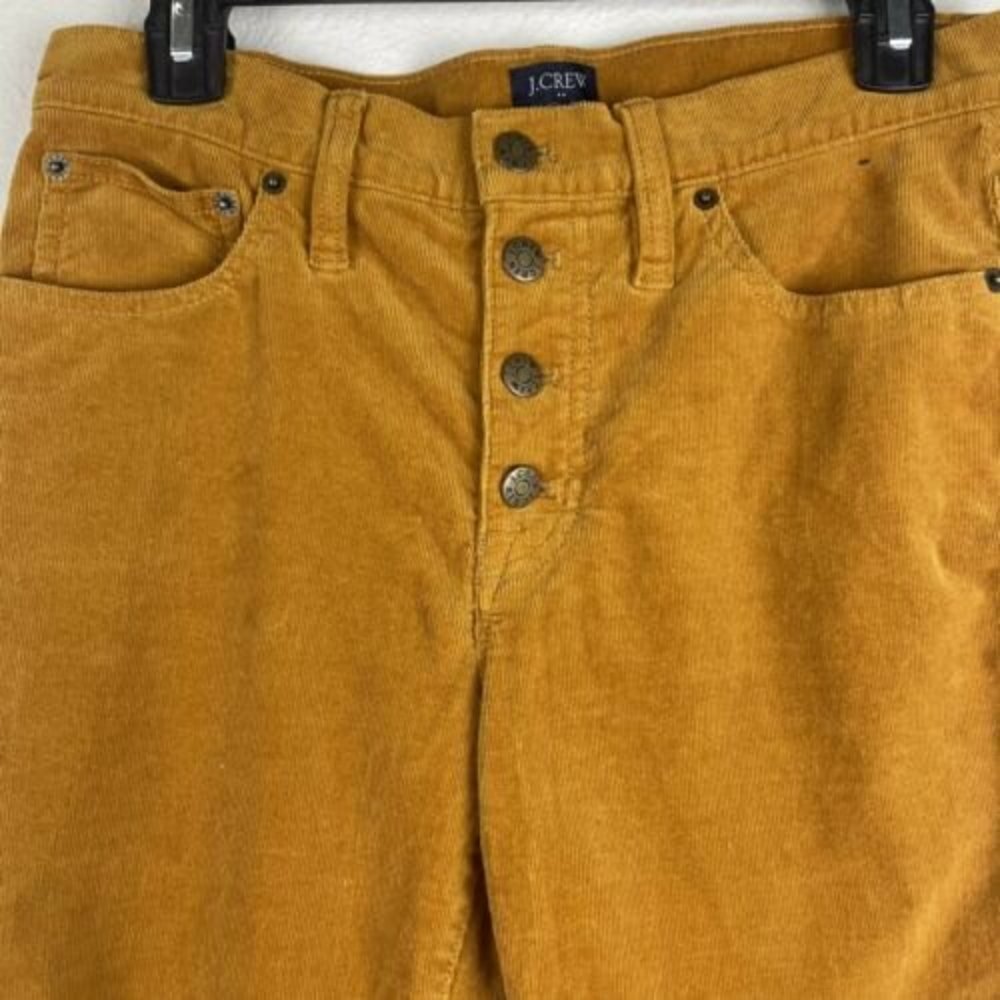 J.Crew 9” High Rise Skinny Corduroy High Rise  Jeans Mustard Yellow SZ-28 Petite - Picture 5 of 8